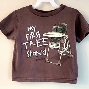 Cabela's "My First Tree Stand" brown short sleeved tee shirt